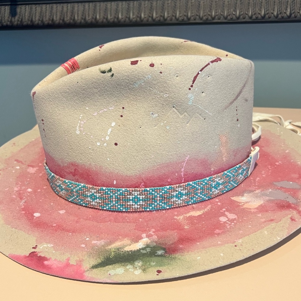JW Bennett Hand painted “When Inspiration-Strikes Hat” - OOAK 7 3/8 - Picture 7 of 13
